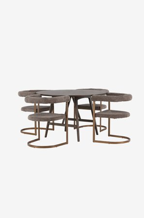 Venture Home - Spisegruppe Kaseindon med 4 stole Morning - Brun - Spisebordssæt 4 personer - Fra Homeroom