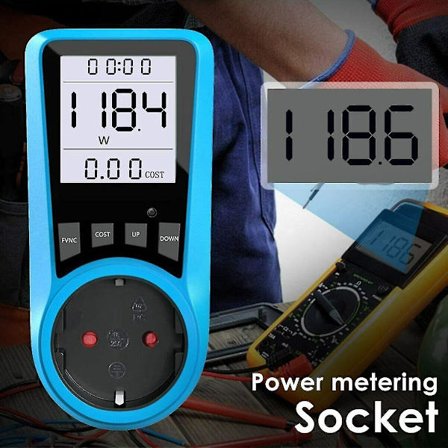 Energimåler Wattmeter Watt Effekt Måler Måling Effektforbrug Måler Analysator blå