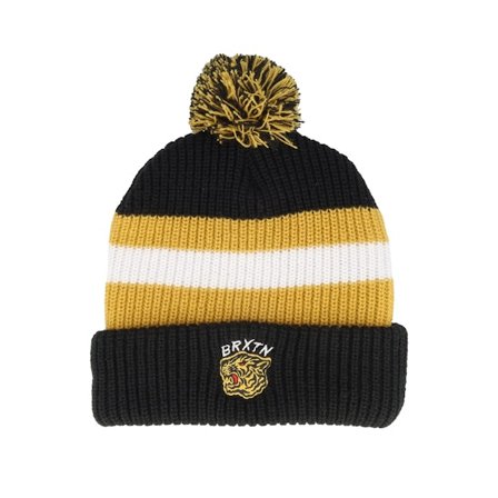 Brixton - Black pom Beanie - Kit Pom Beanie Black/Off White/Bright Gold Pom @ Hatstore