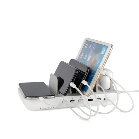 SiGN USB-opladningsstation 65W med trådløs opladning og USB-C - Hvid