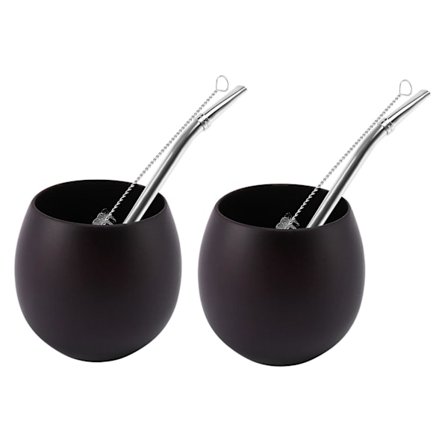 2 kpl Puu Yerba Gourd Mate Tee Setti Käsintehty Luonnollinen Puukuppi Lusikka Olki Kello Harja 200ml (