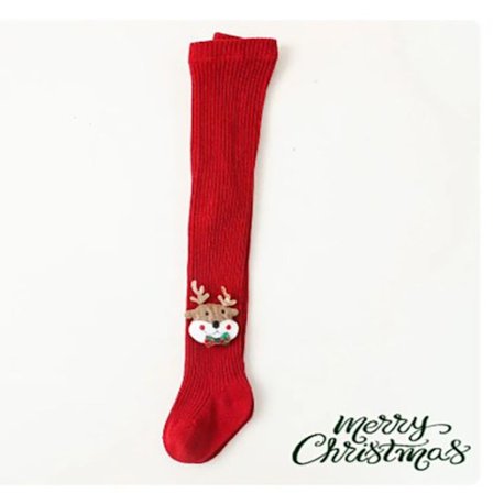 Tecknade baby julstrumpbyxor Röda strumpbyxor för flickor