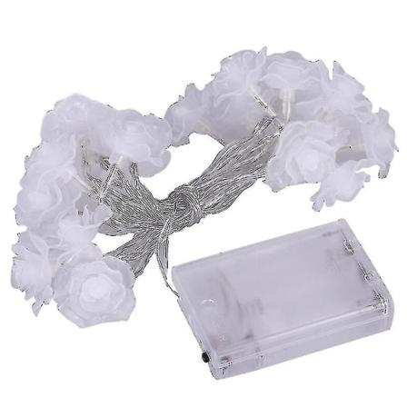 2,5m 20 LED Rose Blomster Lyslenke Batteridrevet For Jul Hjem Bryllup Bursdagsfest Dekorasjon (varm Hvit Lys)