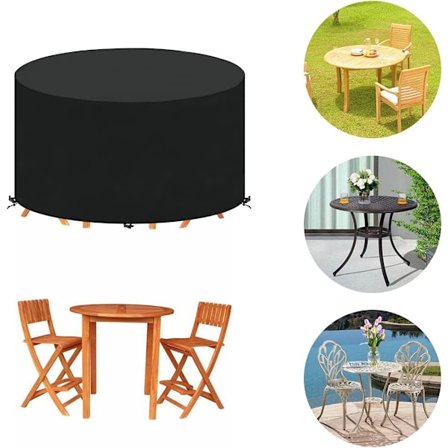 Rundt hagemøbeltrekk (130x71cm), kraftig Oxford-stoff
