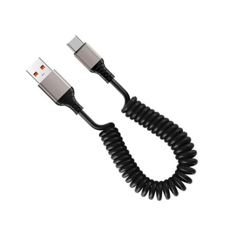 Dobbeltende Type C Opladerkabel USB Type C Spiralkabel med 6A Hurtig Opladning Understøtter Dataoverførsel