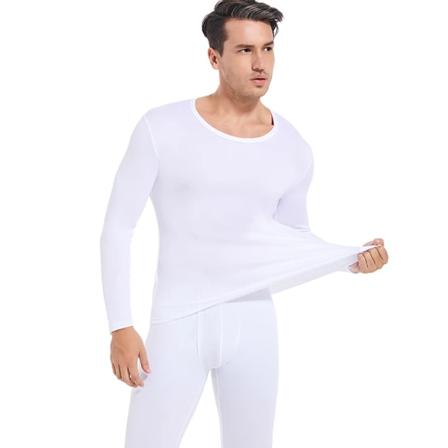 Termisk Underundertøj til Mænd Lange Bukser med Fleeceforet Sæt Sæt Koldt Vejr Vinter Top Bund White with Fleece L