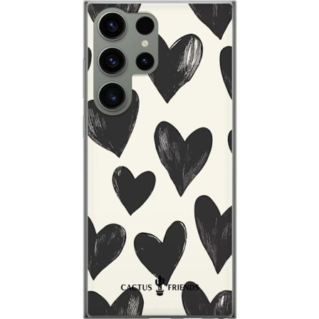 Kompatibel Mobilcover til Samsung Samsung Galaxy S23 Ultra Cactus and Friends - Bold Black Love Pattern
