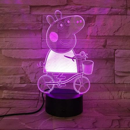 Peppa Pig fargerik touch + USB + 3d liten bordlampe vision kreativ nattlys Valentinsdag gavelys, for levende