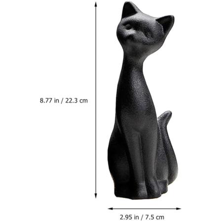 2 stycken svarta keramiska kattfigurer, kattparstaty, keramik