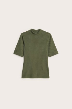 Kappahl | Ribbad top med polokrage | Grön