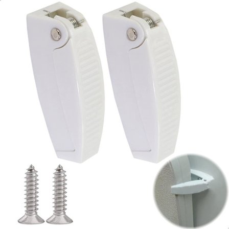 5-pakning dørstoppere i plast - for bobil, campingvogn, tilhenger, reisebagasje, 2 blinddørstoppere