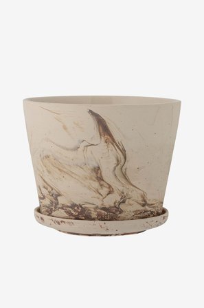 Bloomingville - Blomkruka Stacy, med fat - Brun - Krukor & vaser - Från Homeroom