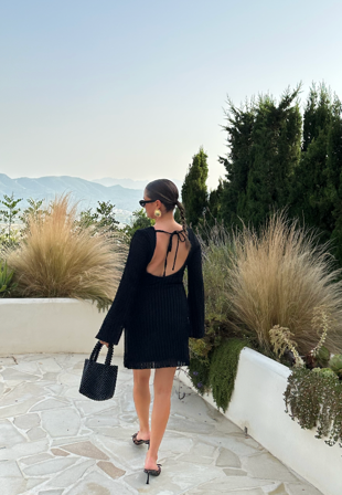 BUBBLEROOM Deep Back Short Structured Dress Black S