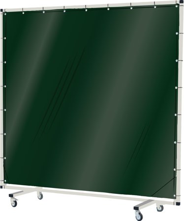 Industridraperier Björndraperiet 104004 Svejseskærm med hjul, 2 x 2 m, gennemsigtig Grøn, Svejsning