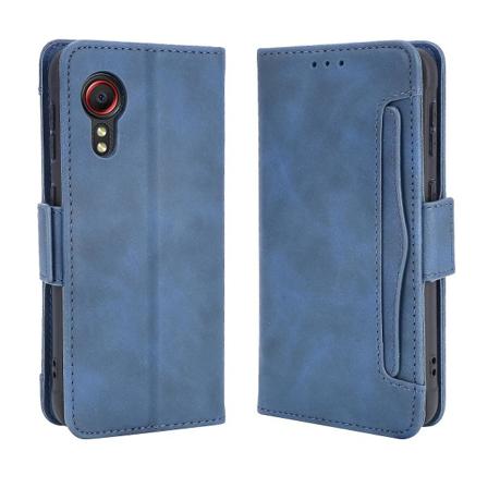 Fodral för Samsung Galaxy Xcover 5, Justerbart Avtagbart Kortfack, Magnetiskt Stängning, Läderplånbok Blue