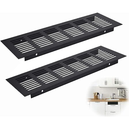 Svart ventilationsgaller, 2 delar aluminiumlegering ventilationsgaller, utomhusventilationsgaller, för ventilation i kök, skåp, garderober och badkar