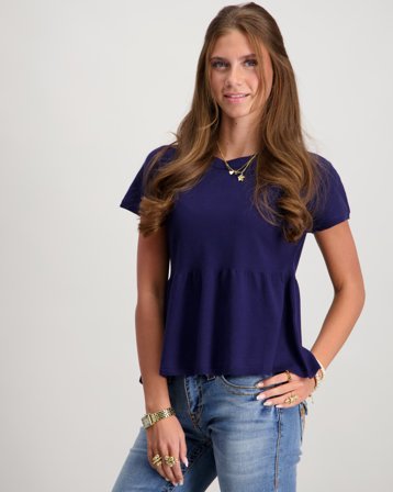 RYVLS Knit Peplum Top Blauw Truien Meisjes - Kids Brand Store