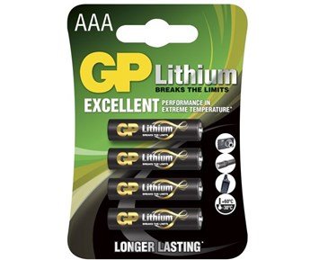 GP-AAA Litium batteri 1.5V, 24LF-2U4, 4-pack-4-pk AAA-litiumbatteri 1,5 V (24LF-2U4)-Power-Litiumbatterier
