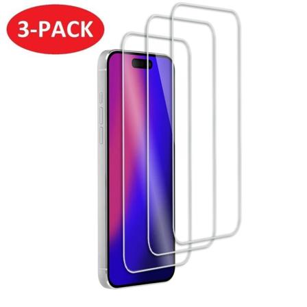 3-Pack - iPhone 15 Pro skjermbeskytter i herdet glass