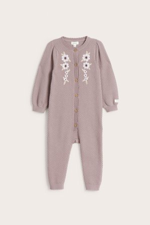 Newbie | Strukturstickad jumpsuit | Ljuslila
