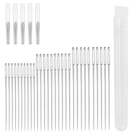 Rustfrit strikkepindsæt i rustfrit stål, store øjne, væveværktøj, tilbehør til syning, 3 størrelser