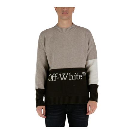 Off White Round-neck Strik inbo, Herre Strik, Størrelse: S