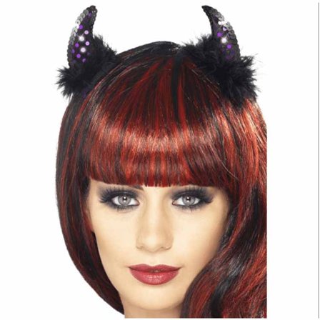 Horn med lilla glimmerpailletter