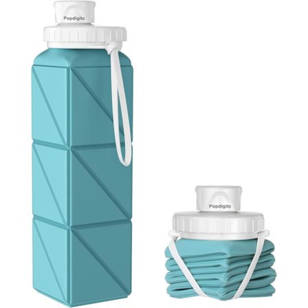 Sammenklappelige Vandflasker, BPA-fri Lækagesikre Silikon Foldbar Vandflaske Kop 20,6oz, Letvægts Genanvendelig Vand