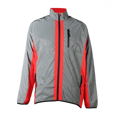 Reflex Vattentät Andningsbar Röd Elastisk Fåll Sidofickor Herr Utomhus Vindjacka för Cykling Löpning Vandring 2XL