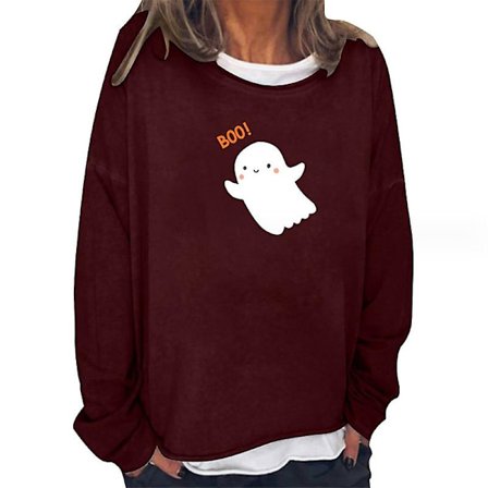 Halloween T-skjorte Gresskar Ansikt Genser Dame Langermet Høst Gresskar Genser Halloween Tee Skjorte Topp stil 1 style 1 style 1