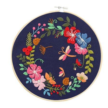 Fuld sortiment af broderi krydssting stemplet broderi stof med blomsterkit