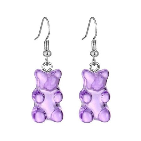 Tegneserie Søde Harpiksøreringe Farverige Dyr Bjørn Høj Kvalitet Hængeøreringe Slikfarve Børnegave_Supergave