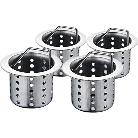 Badkarsfilter (4-pack), badkarsstopp från 3,5 cm till 4,6 cm, hårfångare i stål, avloppshårfångare i rostfritt stål för badkar, handfat