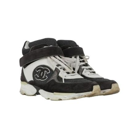 Chanel Vintage Pre-obned leather and fabric sneakers Sort, Dame Vintage Sko, Størrelse: 38 EU