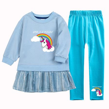 Tecknad Flickor Print Crew Neck Swing Baggy Våren Hösten Outfits