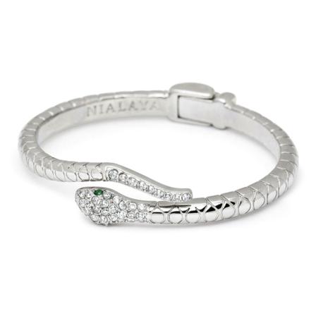 Nialaya Silver CZ Snake Bangle Grå, Dame Armbånd