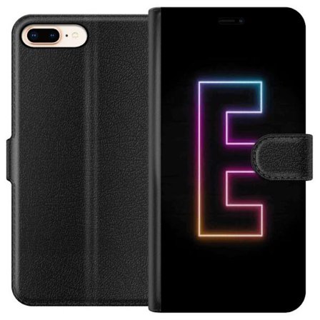 Yhteensopiva Lompakkokotelo Apple Apple iPhone 7 Plus Minimalistinen neonkirjain E kirkkaissa väreissä tummaa taustaa vasten modernissa ja tyylikkä