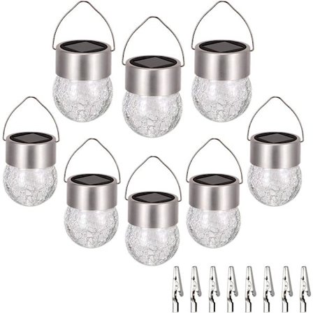 Hängande Solar Ball Lights Outdoor - 8-pack sprucket glas dekoration