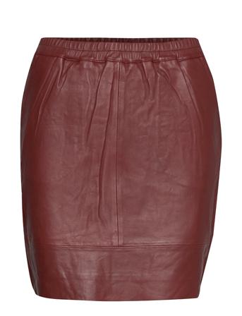 Leather Skirt W. Elastic In Waist Kort Nederdel Rød Coster Copenhagen