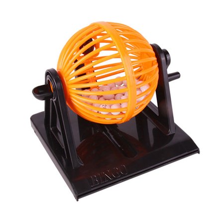 Bingo-pelisetti, perinteinen perhepelipeli pyöreällä häkillä, 90 numeropalloa, 12 korttia