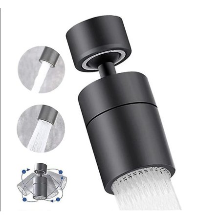 Vandhane Aerator, 360 roterbart mundstykke Køkkenhane (Sort), 2 tilstande Vandbesparende Hane Aerator, Spray Aerator Filter Køkkenhane Badeværelse 