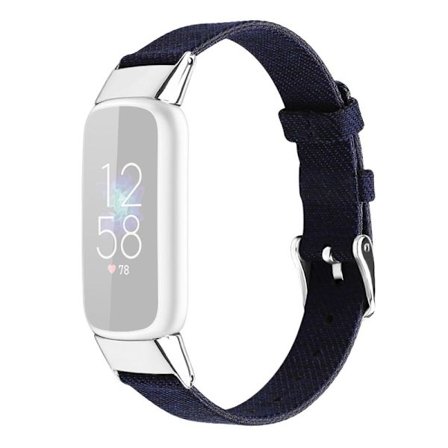 Fitbit Luxe klockarmband i canvasmodell - Mörkblå / Storlek: L