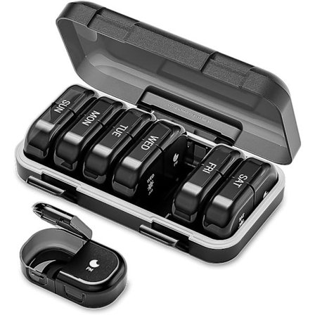 Veckovis Pillerorganisatör 2 Gånger om Dagen, AM PM Pillerbox 7 Dagar, Portabel Fuktsäker Pillerbox 14 Fack, Rese Tabletter för Vitaminer