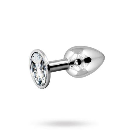 Metal Plug Small - Silver/Clear - Vuxen.se - Analsex för nybörjare