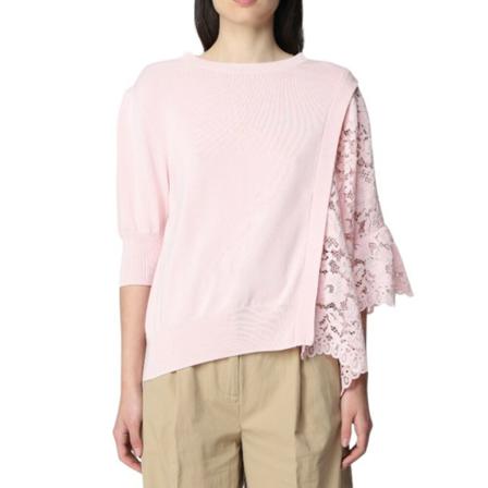 Twinset Jersey macramé lace Pink, Dame Bluser