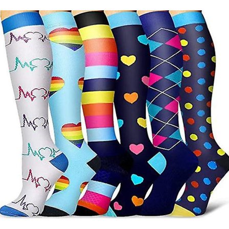 Kompresjonsstrømper for kvinner og menn sirkulasjon 6 par sett 9