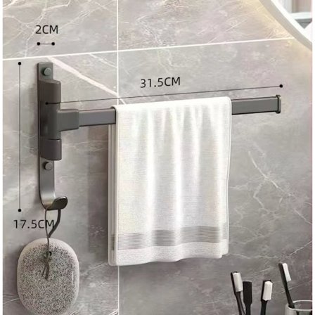 Veggmontert håndkleholder i aluminium med 1/2/3/4/5 armer – roterbar håndklestang for bad og kjøkken_TF_TF