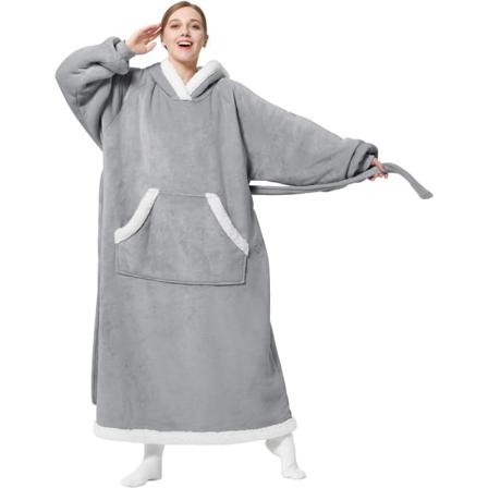 Ylisuuri puettava huopahuppari, Sherpa-fleece-pitkähihainen