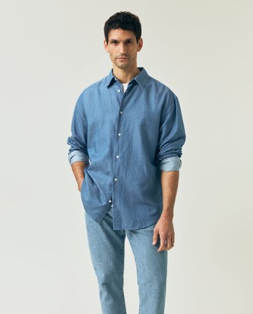 Lexington Skjorta i linneblandning, indigoblå