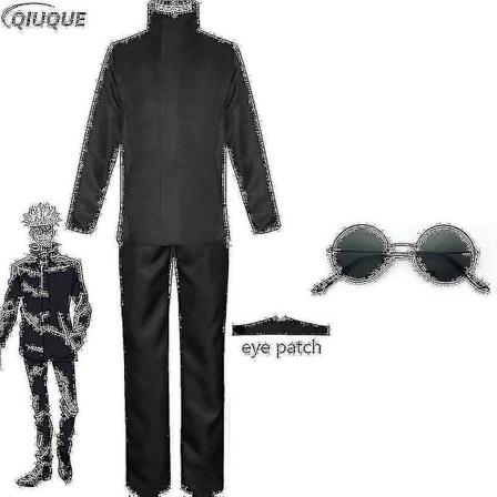 2023 - Anime Jujutsu Kaisen Gojo Satoru Cosplay Kostym Toppar Byxor Ögonlapp Halloween Fest Herr Uniform Peruker - Svart Paket 2 Black Package 2 M